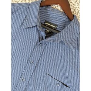 Eddie Bauer Soft Mid Weight Button Up Shirt Men's XLT Blue‎ Checkered